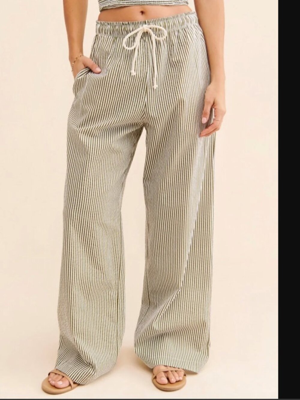 DONNI Striped Pop Pants in Rosemary Size:SM